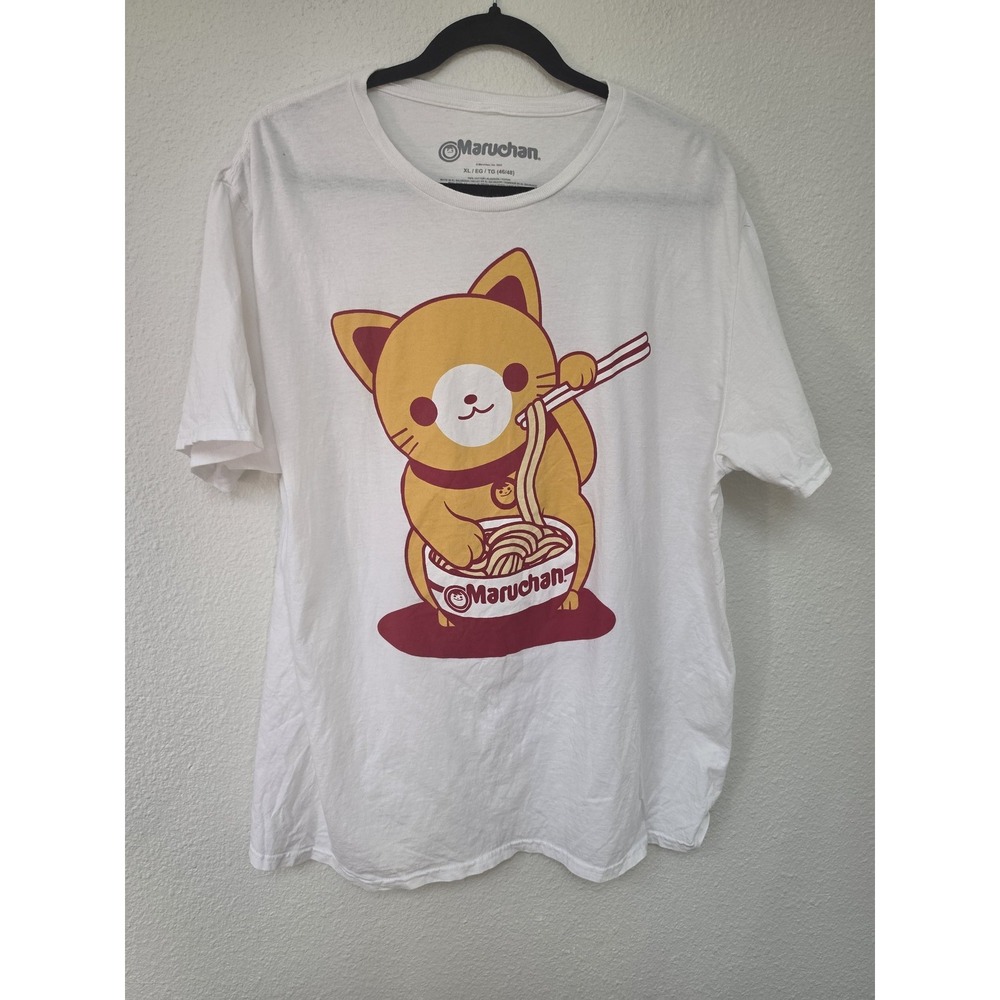 Maruchan T-Shirt XL White Graphic Long Sleeve Crew Neck Cotton Casual Tee Top